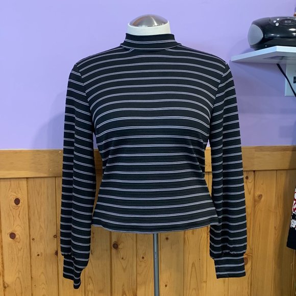 Dynamite Striped Long Sleeve Mock Neck Top - Picture 1 of 4